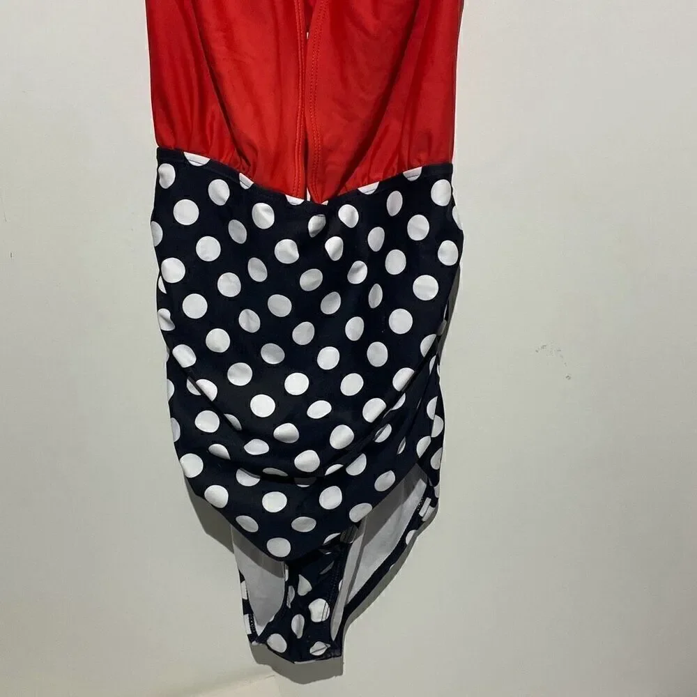 Eomenie Women's‎ Multicolor Solid Polka Dots Open Back Halter Swimsuit Size XL